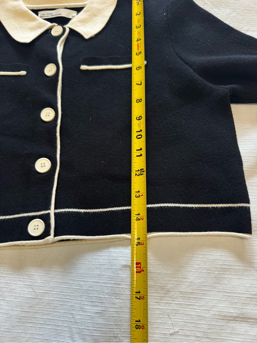 OAK + FORT Black Short-Sleeve Button-Down Top with White Collar Small - Picture 9 of 10